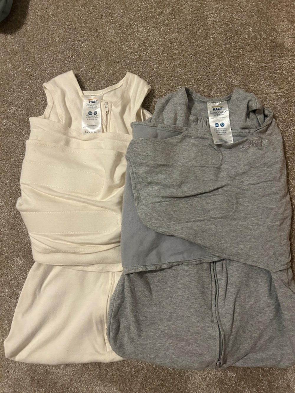 Halo Sleepwear Swaddles in Cream and Light Gray - 2-Pack